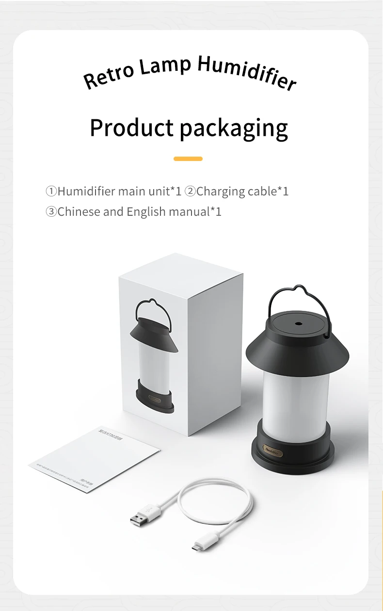 Gadgetoo 2022 New Retro Lamp Humidifier Outdoor Usb Rechargeable Emergency Lighting Portable Lights Camping Lamp Diffuser Essential Oils