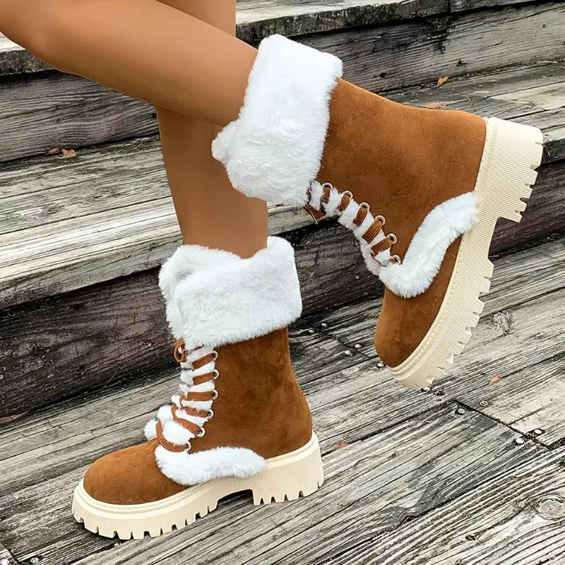 2026 Women Outdoor Durable Cozy Casual Elegant Snow Boots Women Designer Winter Warmth Platform Mid Calf Boots Shoes for Women