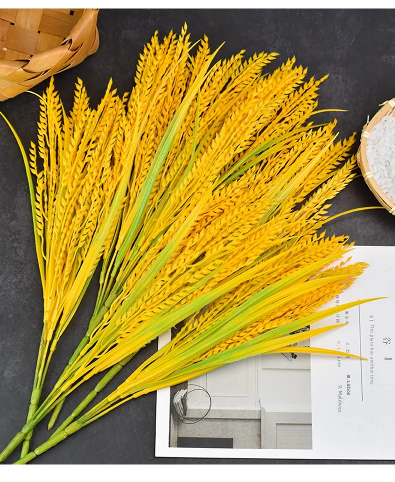 Description Picture 3 of itemArtificial Wheat Spikelets Plastic Fake Rice ain Dried Flowers Water ass Opening Ceremony Floral Arrangement Photoaphy ...