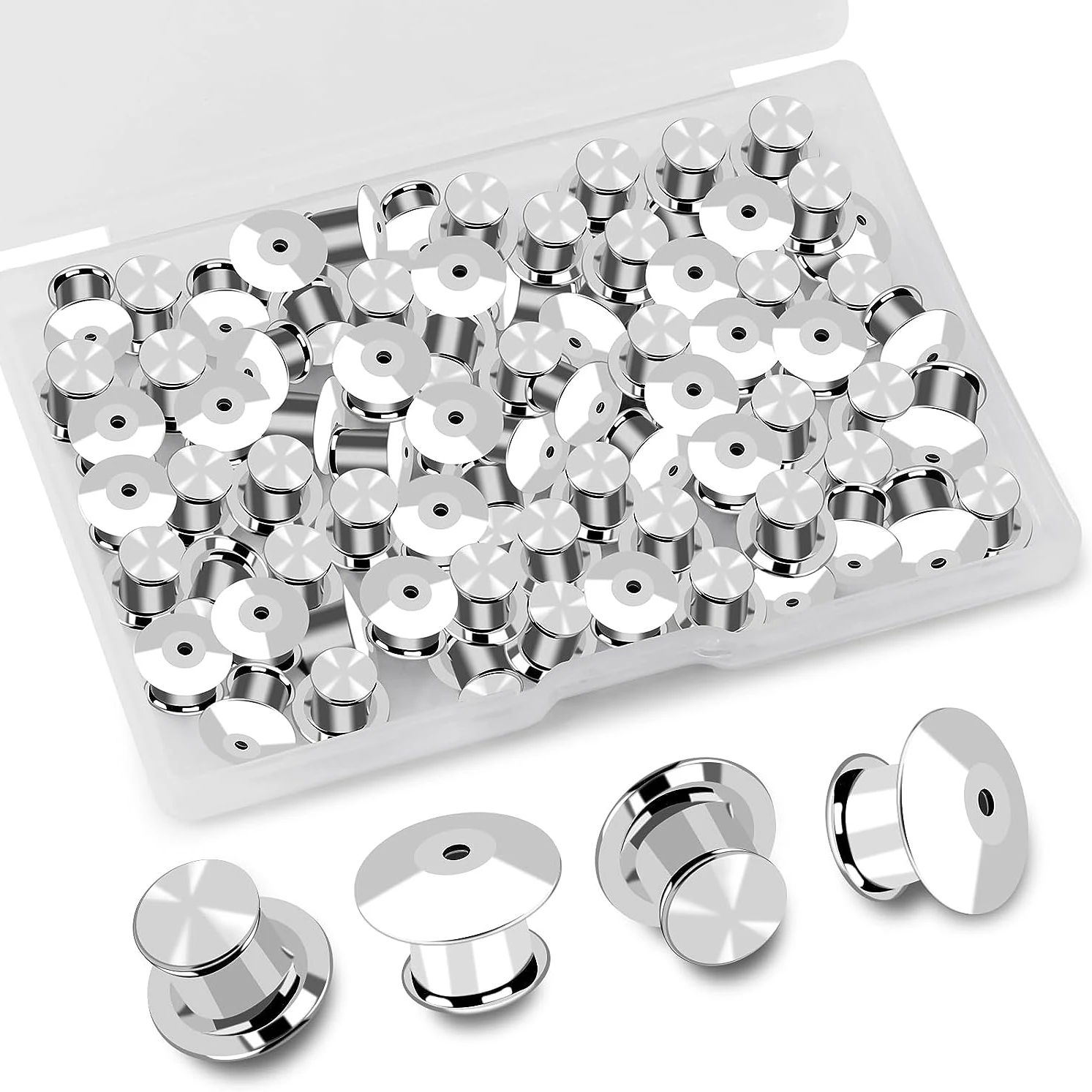 Pin Backs 30/50 Pieces Pin Backs Locking Pin Backs for Enamel Pins Metal Backs Locking Keepers Clasp with Storage Case