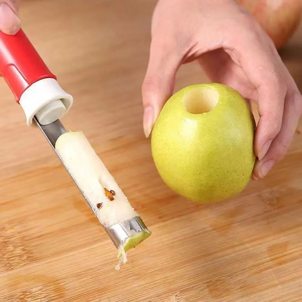 2 in 1 Apple Peeler Telescopic Stainless Steel Apple Core Remover Core Removal Tool Apple Seed Remover for Home Kitchen