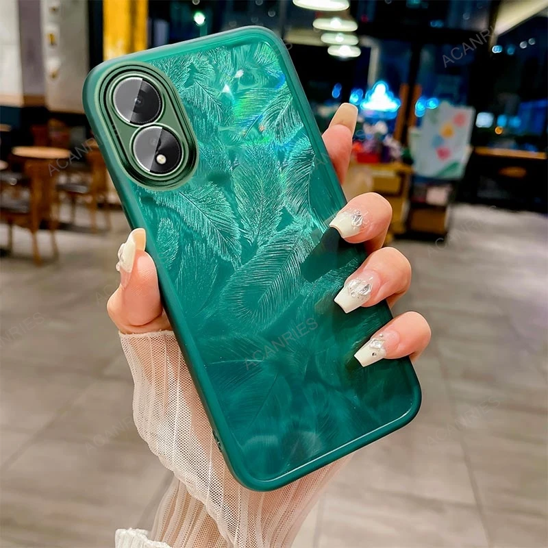 Glitter Feather Pattern Soft Case Cover