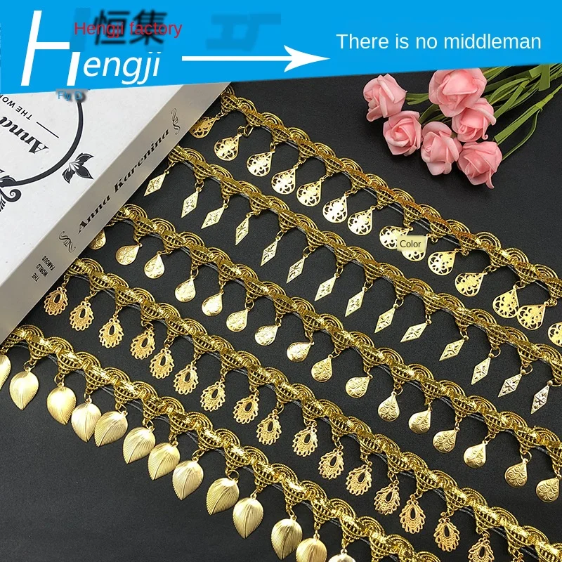 

2yards Lace Nigerian Gold Trim Applique Encaje Bordado Cord Crafting African Dresses Best Selling Trimmings for Sewing Clothing