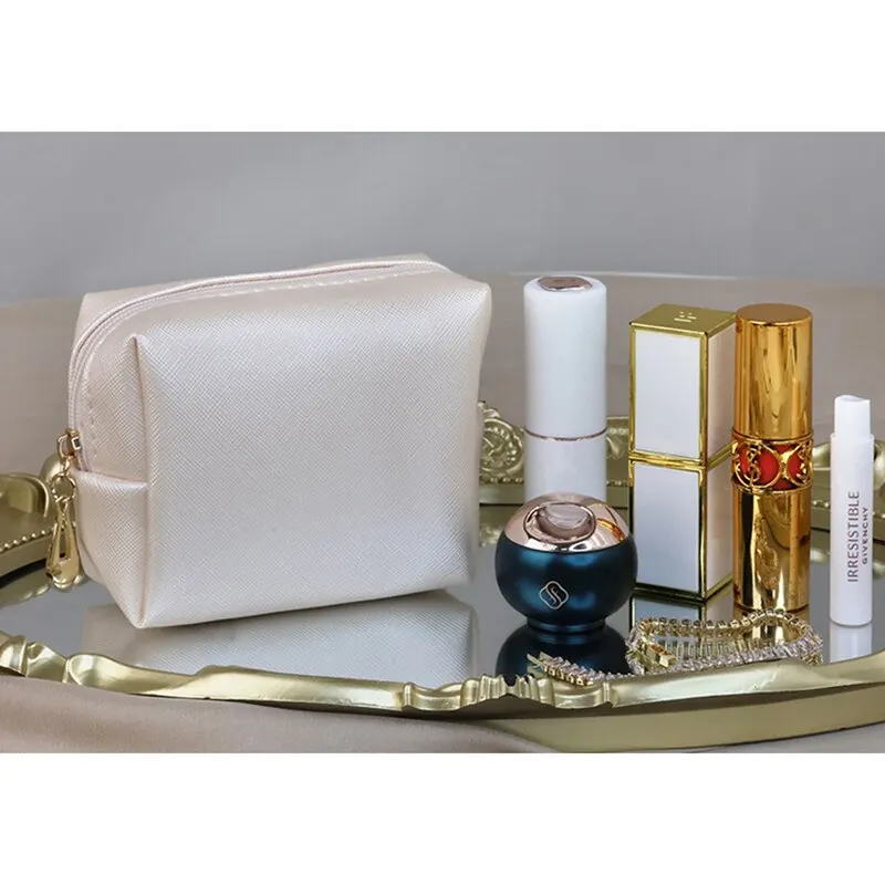 Cosmetic Bag Mini Makeup Bag for Purse PU Waterproof Toiletry Traveling Lipstick Pouch