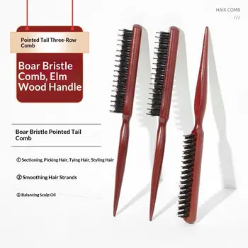 Manico in legno Pettine per capelli Capelli Soffici tre file Pettini con setole di cinghiale Parrucchiere Spazzole per stuzzicare la schiena Strumenti per lo styling per parrucchieri