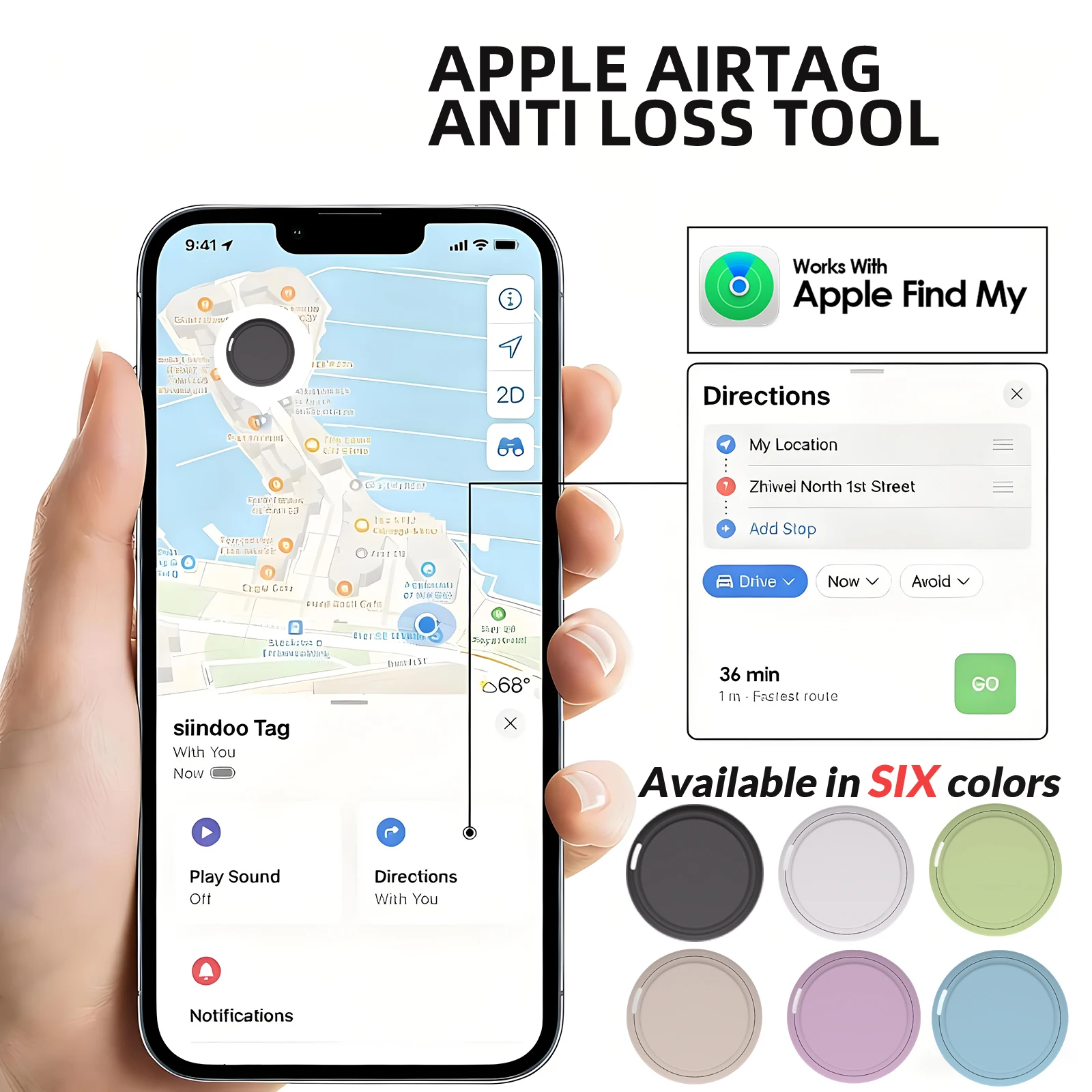Smart GPS Tracker Tag Adatto Per Apple iOS Airtag Localizzatore Anti Perdita Chiavi Auto Biciclette Anziani Animali Domestici Anti Perdita Tracker