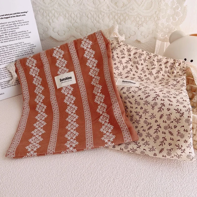 Borse portaoggetti in cotone per mamma con stampa floreale per