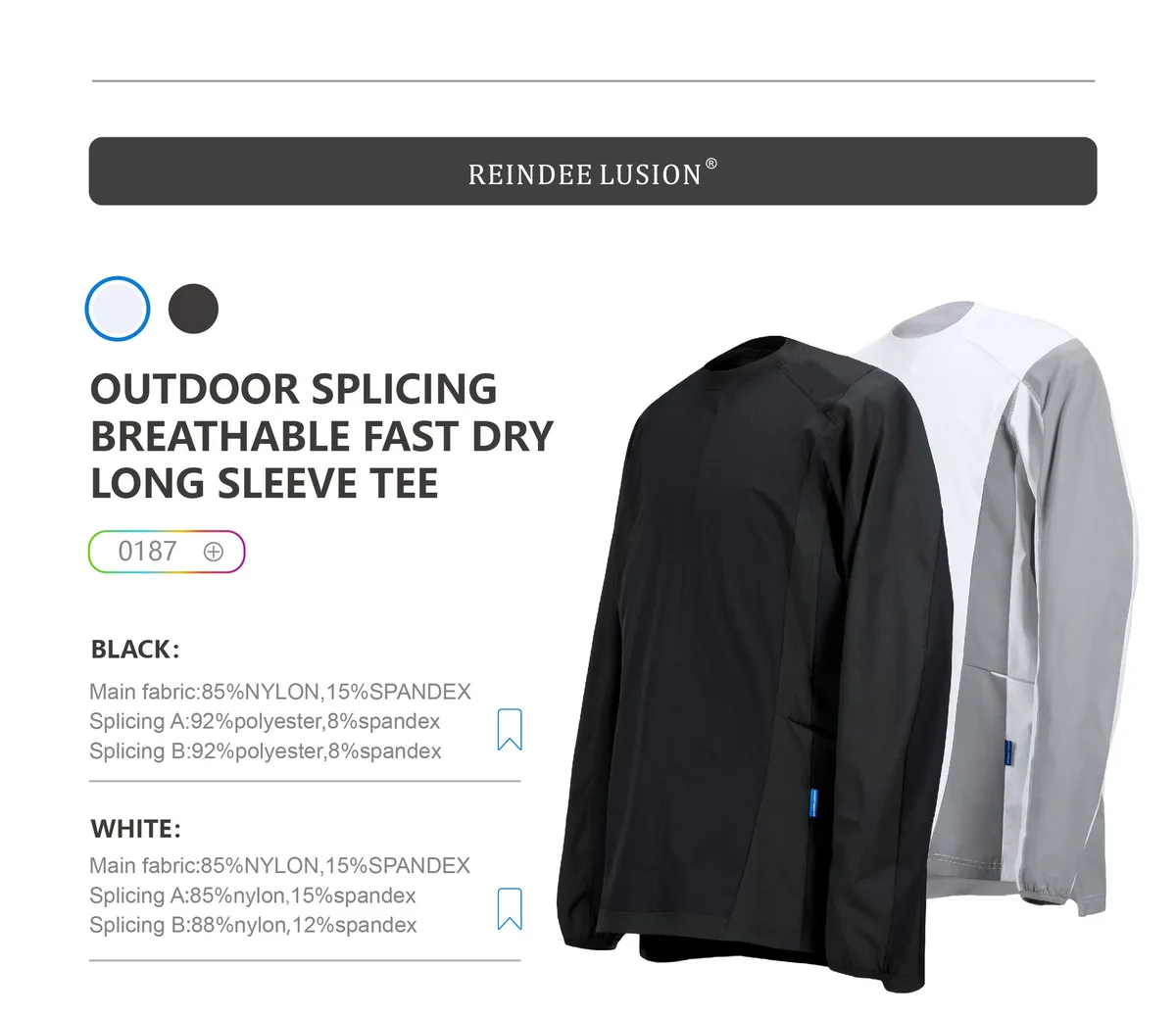 Reindee Lusion 22FW 0187 Outdoor splicing material breathable fast dry long sleeve shirt techwear gorpcore