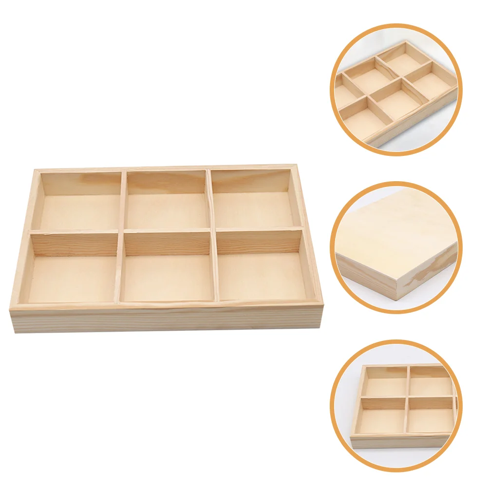 Crayon Colored Holder 235X16X3CM Pine Wood Desk Accessories 6-compartment Storage Case 4