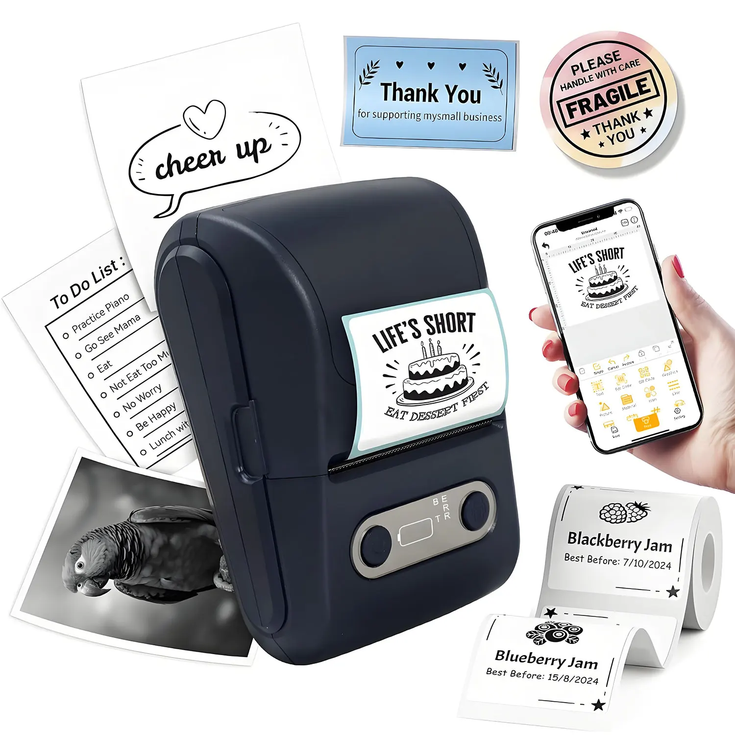 휴대용 P1 블루투스 열전사 라벨 프린터 12-57mm iOS 안드로이드 가격표용 무잉크 바코드 스티커 제작기