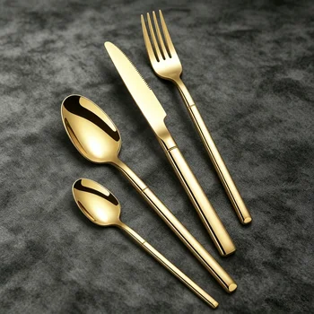 Gold Black Cutlery Set 1