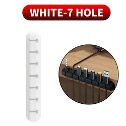 Adhesive Cable Clips: Cord Management & Wire Organizer (White 7 Hole)