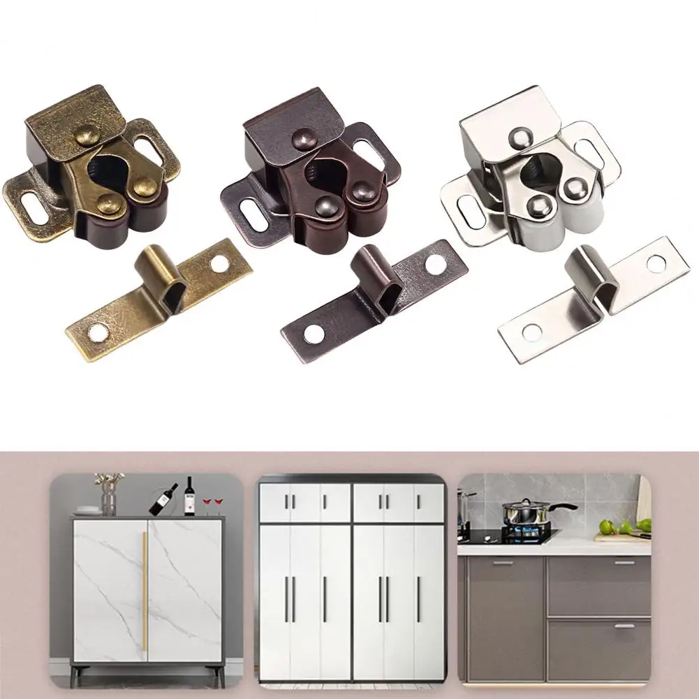 Hard Touch Beads Lock Door Hardware Door Bead Lock 0.88mm Thick Card Two-wheel Spring Buckle Catch Not Easy to Fade