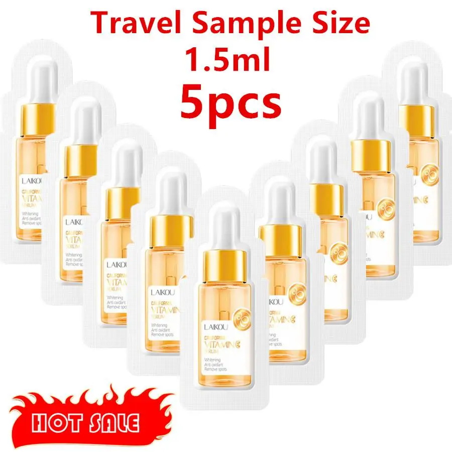 

5PCS Vitamin C Whitening Serum Hyaluronic Acid Face Cream Snail Remover Freckle Speckle Fade Dark Spots Anti-Aging