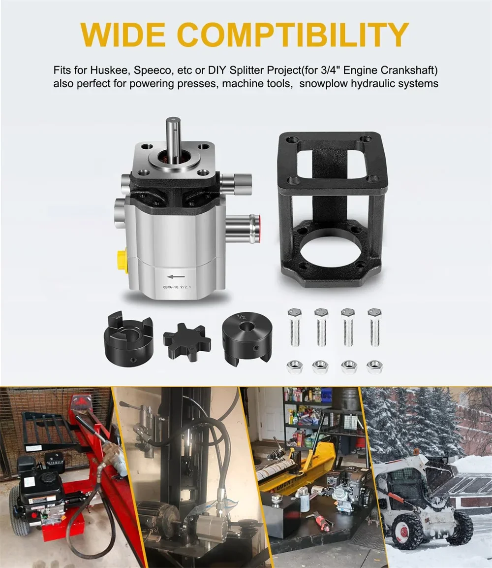 13GPM Log Splitter Build Kit Hydraulic Wood / Hydraulic Gear Log Splitter Pump for Huskee/Speeco 3/4" Engine Crankshaft 4000 PSI