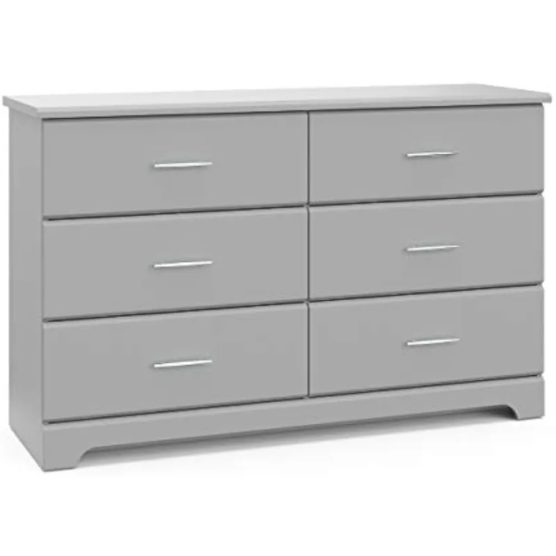 

Rattan Dresser for Bedroom, 6 Drawer Wide Dresser, 43" Clothes Storage Cabinet, Metal Handle&Wood Legs for Hallway