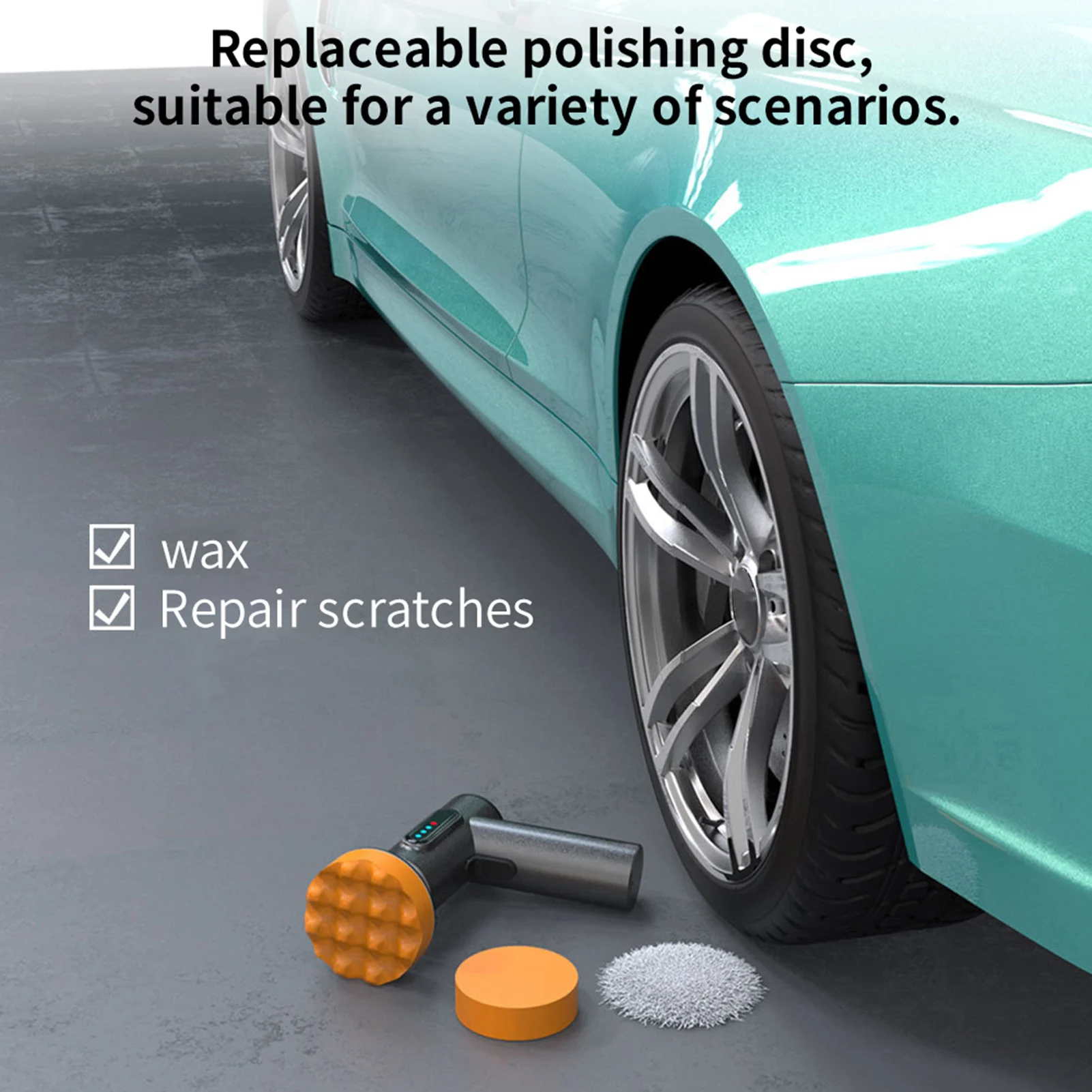 Wireless Car Polishing Machine Cordless Car Buffer Polisher Kit USB Charging Digital Display for Household Car Detailing/Waxing 6