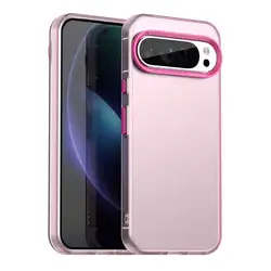 Translucent Candy Silicone Phone Case with Camera Lens Protection and Full Cover Bumper for Pixel 9 (Red)