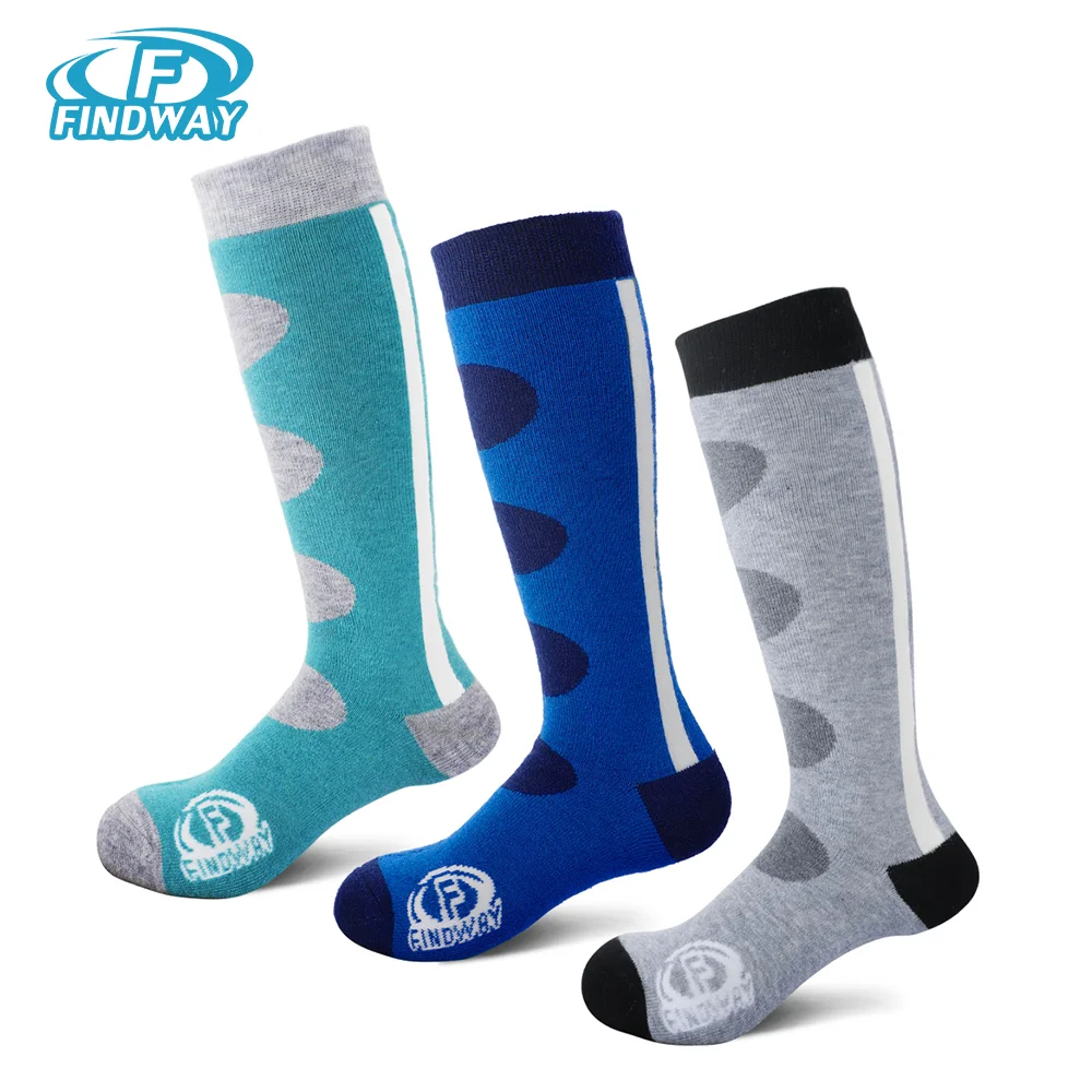Findway Kids Ski Socks, Merino Wool 1 Pairs Snow Socks Winter Warm Snowboarding Socks for Toddler Boys and Girls Age 3-14