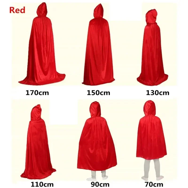 Halloween Hooded Capes for Adult Kid Long Cloaks Cosplay Costumes Witch Red Black Purple Green Grim Reaper Cape for Women Men