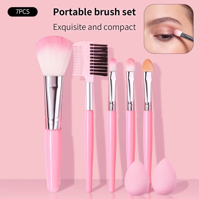 7-piece mini makeup brush sets - Portable travel beauty tools - Makeup sponges - Professional makeup tool sets