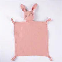 Muslin Security Blanket New Born Soothe Appease Towel 100% Organic Cotton Cat Bunny Rabbit Toy Ins Baby Comforter Lovely 2