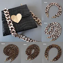 New Fashion Woman Handbag Accessory Parts Beige Leopard Acrylic Resin Chain Luxury Amber Strap Women Shoulder Cute Clutch Chains