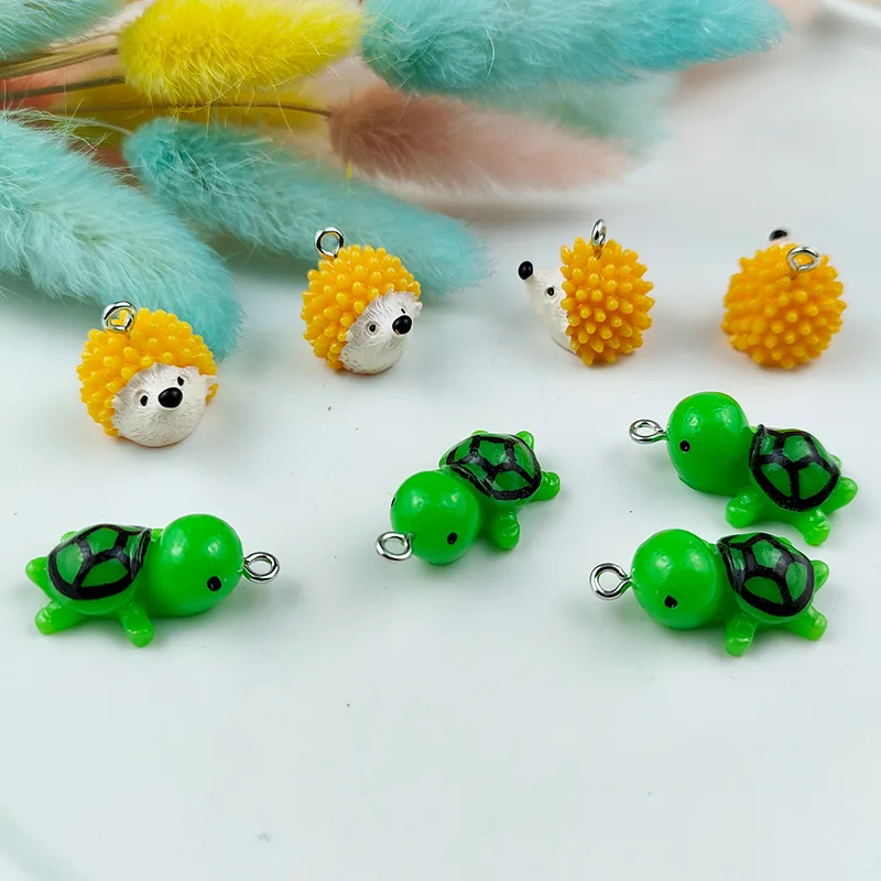 

MuhNa 10pcs Cute 3D Animals Resin Earrings Charms Turtle Hedgehog Pendants DIY Keychain Decor Handmade Jewelry Make Findings