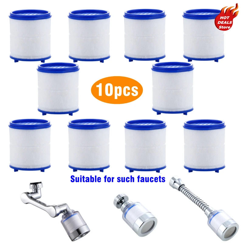 10Pcs Faucet Water Filter Bathroom Filtration Purifier Remove Chlorine Heavy Metals Filtered Showers Head Soften for Hard Water