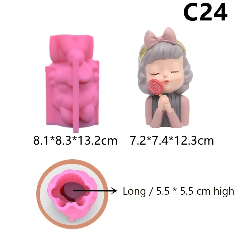 Lovely Princess Girl Seaweed 3D Creative Pen Holder Flower Pot Silicone Mold Scented Candle Food Grade Cake Decoration DIY Tool