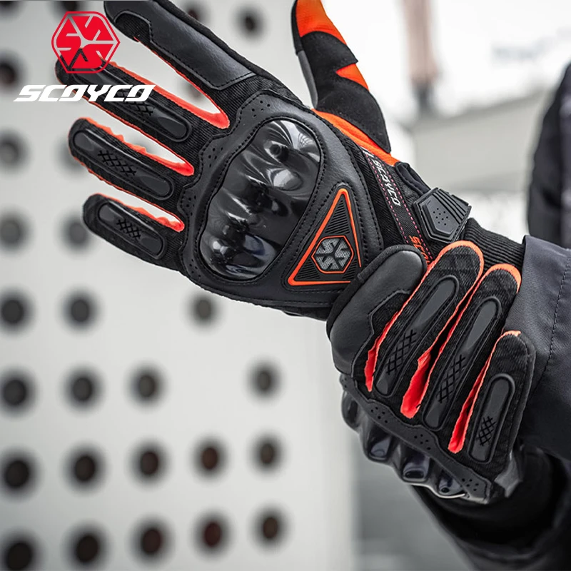 SCOYCO Motorcycle Gloves Full Finger Breathable Motocross Riding Gloves Touch Screen Gloves Motorcycle Equipment  Accessories