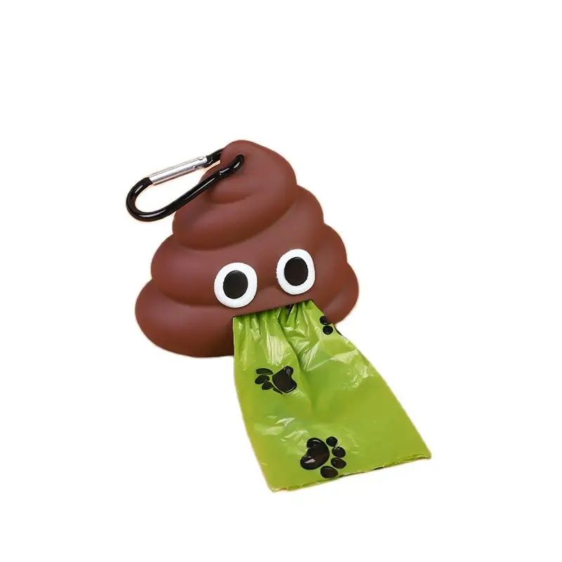 Stool-Shaped Silicone Pet Garbage Bag Dispenser 1pc dog poop bag dispenser