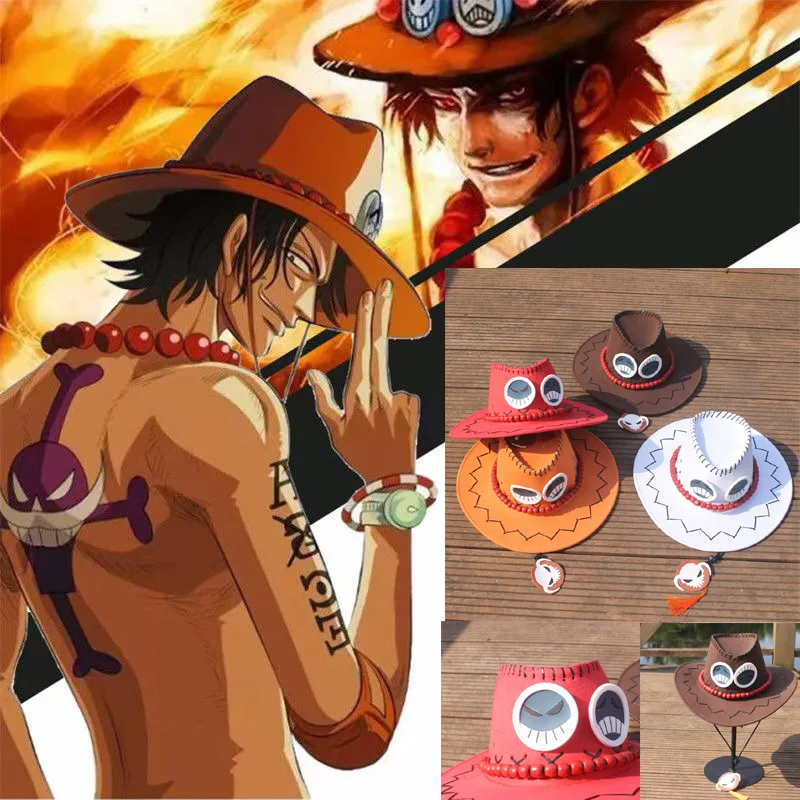 Anime One Piece Fire Fist Portgas D. Ace Hat Visor Western Cowboy Hat Gift  New