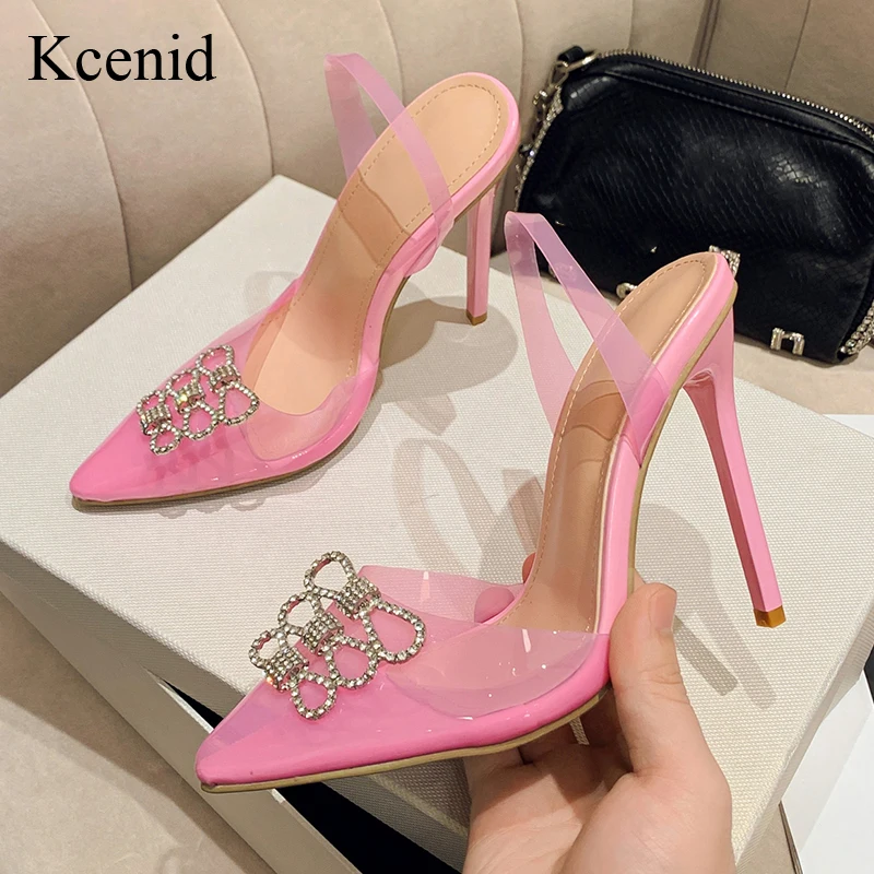 

Женские туфли-лодочки с бантом Kcenid 2023, модные брендовые привлекательные прозрачные туфли из ПВХ на высоком каблуке с ремешком на пятке, летние женские свадебные туфли для невесты