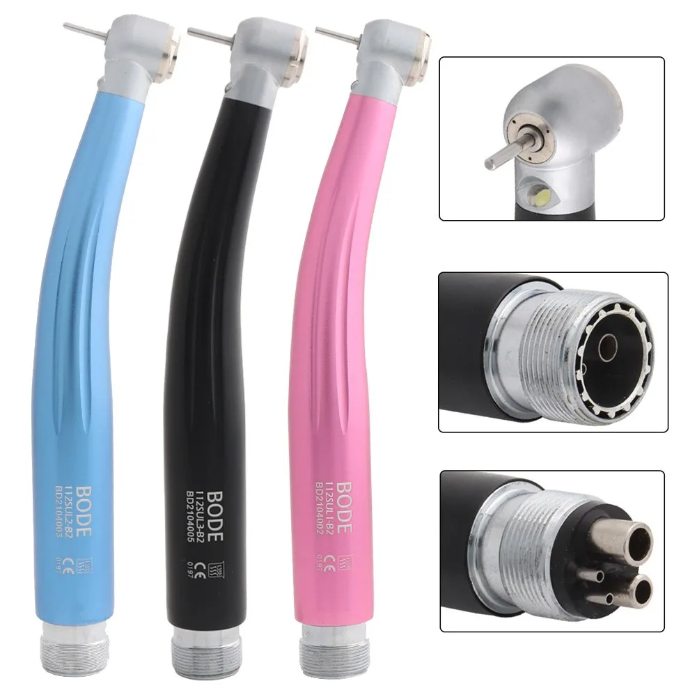 

Стоматологический высокоскоростной наконечник со светодиодной лампой, самопитающаяся воздушная турбина, 3 стандарта распыления, 2 отверстия, 4 отверстия, M4, керамические подшипники розового, синего, черного цветов