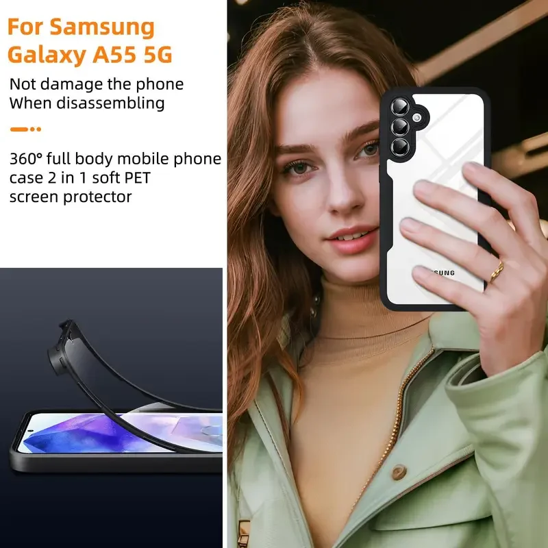 360 Full Body Built-in Screen Protector Phone Case Cover