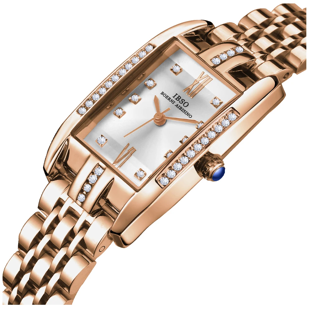 Women's Hand Watch Rectangular Watch Steel Hand Clock Steel Wristwatch Watch Women