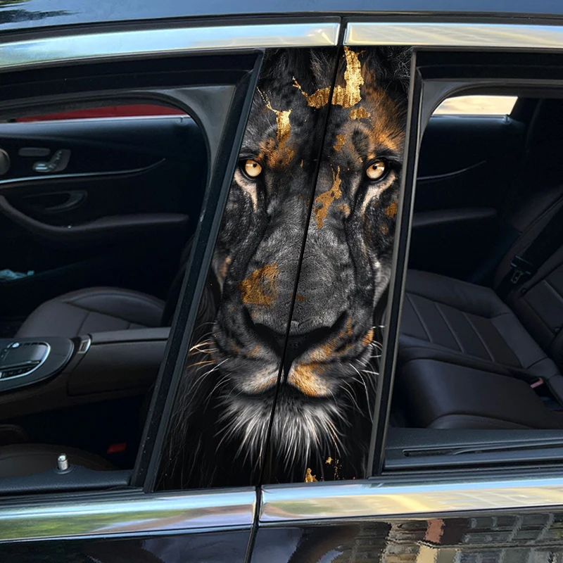 2PCS Lion King Creative Car Decal Anti-Scratch Car Center Pillar