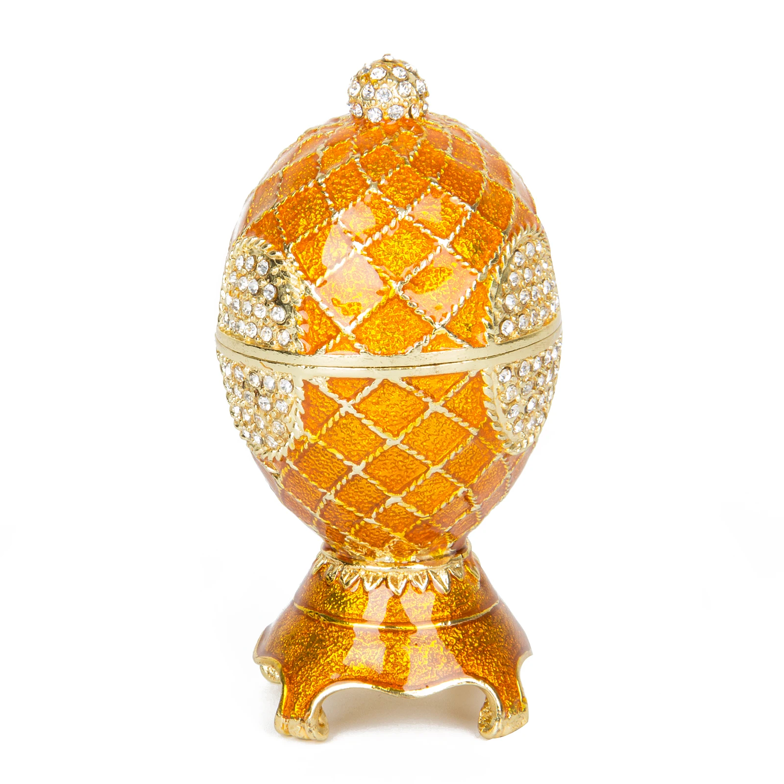 QIFU Europe Orange Faberge Egg Ornaments Trinket boxes Home Decor Gift