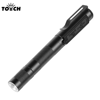 USB 충전식 미니 손전등 클립 포켓 의료 펜라이트, 방수 줌 LED 토치 라이트