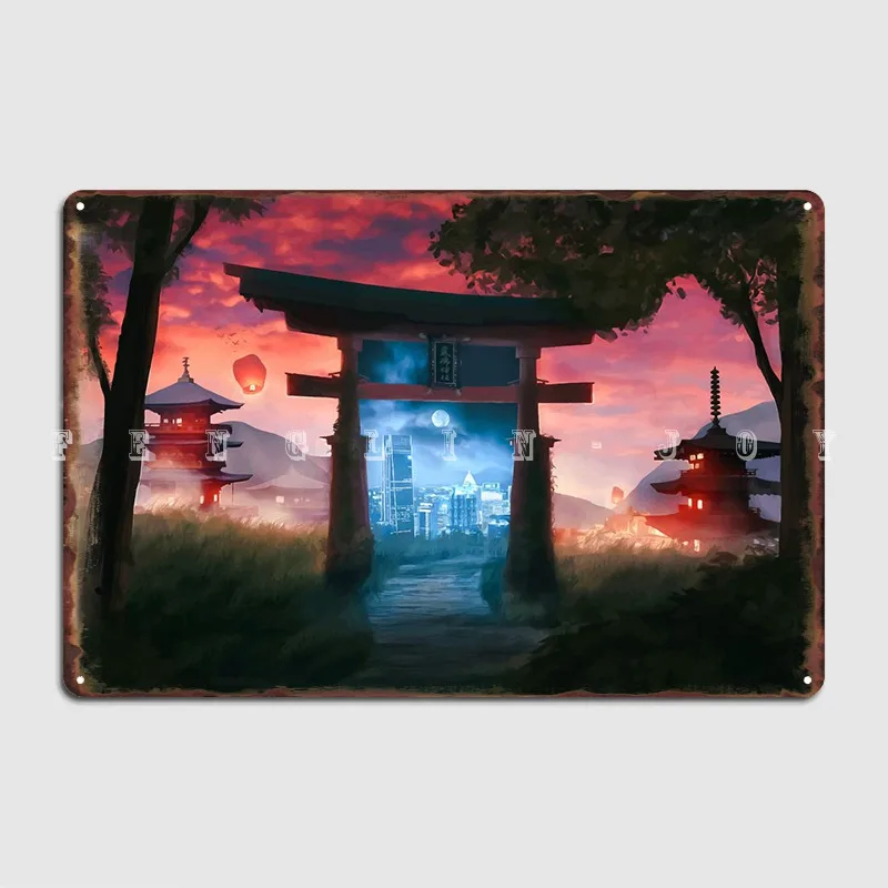 

Японский Ландшафтный плакат, металлический плакат, пещера, паб, таблички, настенный паб, Классический жестяной плакат