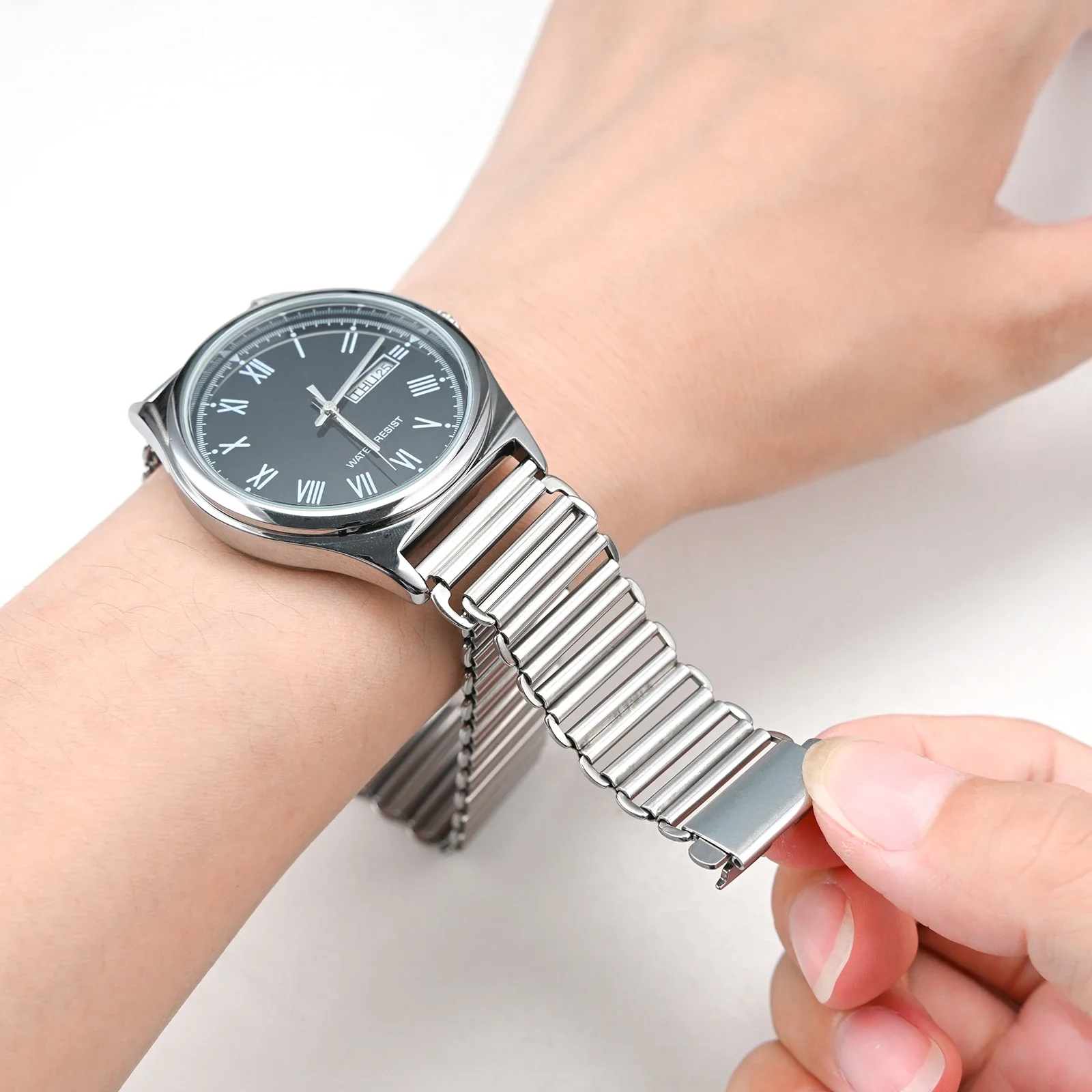 Sleek Stainless Steel Quick Release Watch Strap - Fashionable Metal Replacement Bracelet