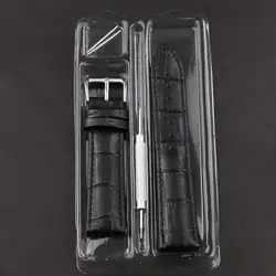 Premium Genuine Leather Watch Strap in Green, Purple, and Blue with Gift Box - 22mm (Black - silver)