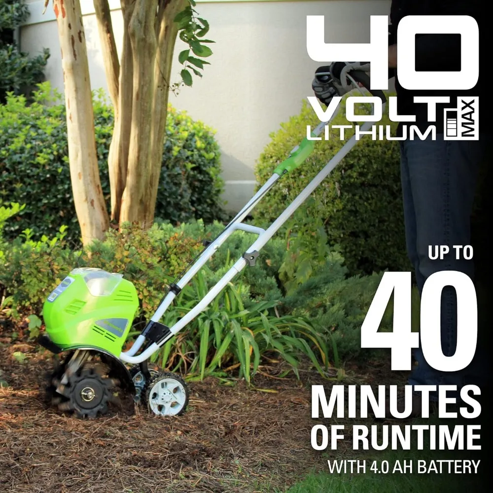 40V 10" Cordless Tiller / Cultivator, 4.0Ah Battery and Charger Included