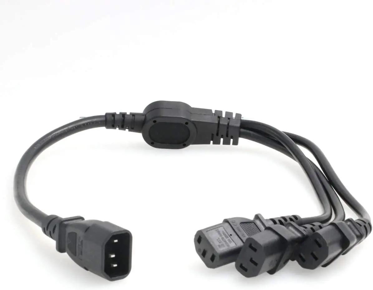 

New PDU IEC 320 C14 Male to 3 x C13 Female Y Splitter Power Adapter Cable 10A 250V UPS PSU Extension Cable (2ft/60cm)