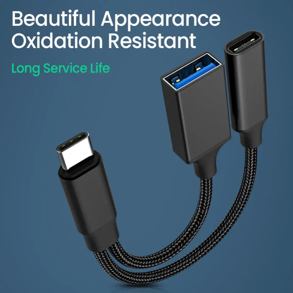 USB C OTG 케이블 어댑터, 노트북 태블릿용, PD 충전 포트 포함, 2 in 1