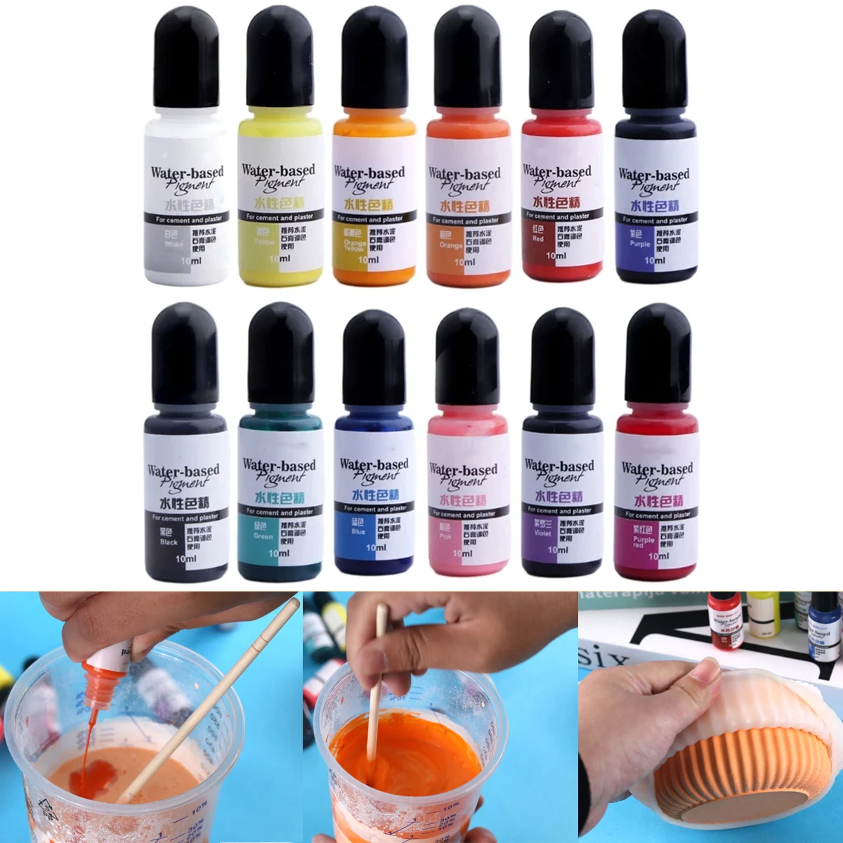 10ml Gypsum Cement Coloring Planter Pigment DIY Plaster Powder Color Concentrate Concrete Cement Plaster Mold Decor Handmade cement coloring dye