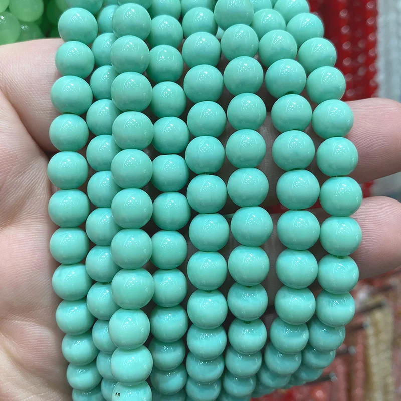 Wholesale Imitate Green Jade Glass Beads 8MM Loose Round Spacer Beads for  Jewelry Making Diy Bracelet Earrings Accessories 15'' - AliExpress