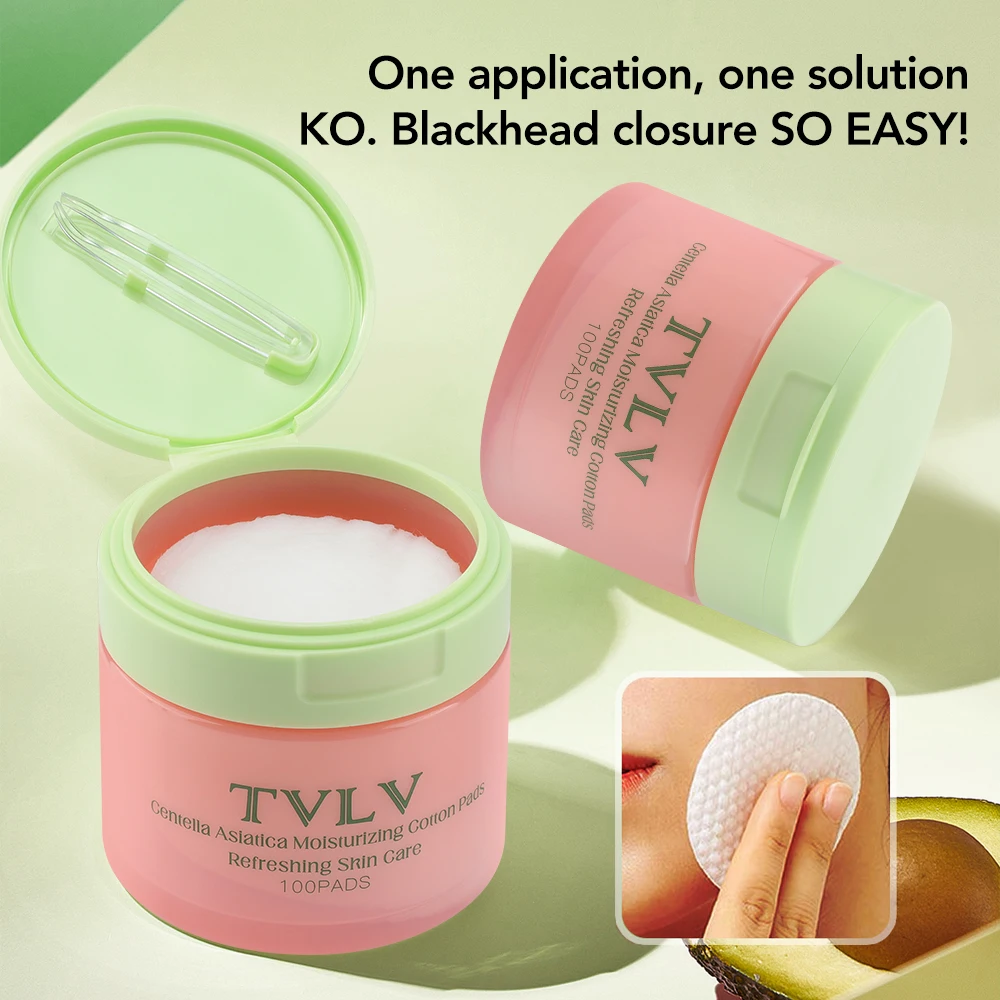 100PCS Skin Care Cleansing Pad Centella Asiatica Deep Hydrating Moisturizing Toner Cotton Pads Face Pad Makeup Tools