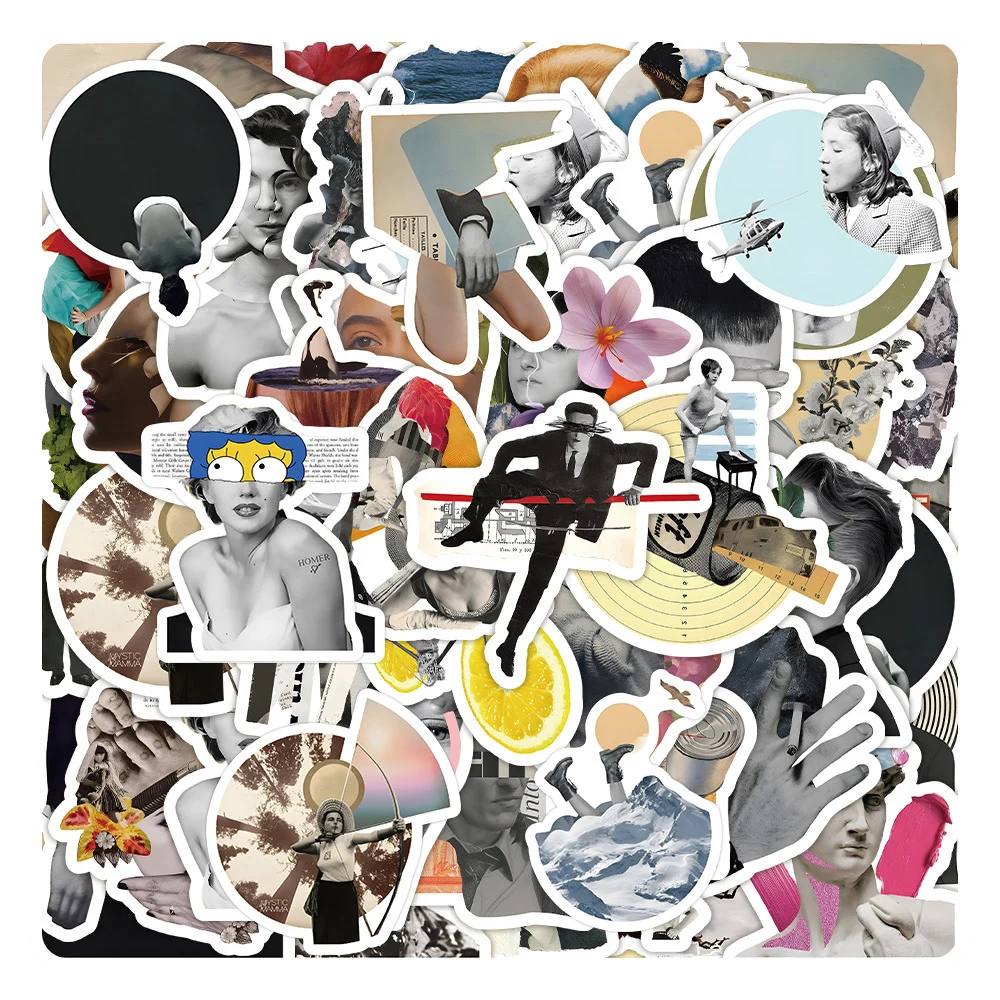 10/30/63pcs Creative Abstract Art Puzzle Stickers DIY Decorative Decal Motorcycle Suitcase  Phone Wall Cartoon Graffiti Sticker 65pcs cartoon funny dog stickers simple graffiti decals diy laptop noteobook phone wall suitcase sticker for kids toy gift